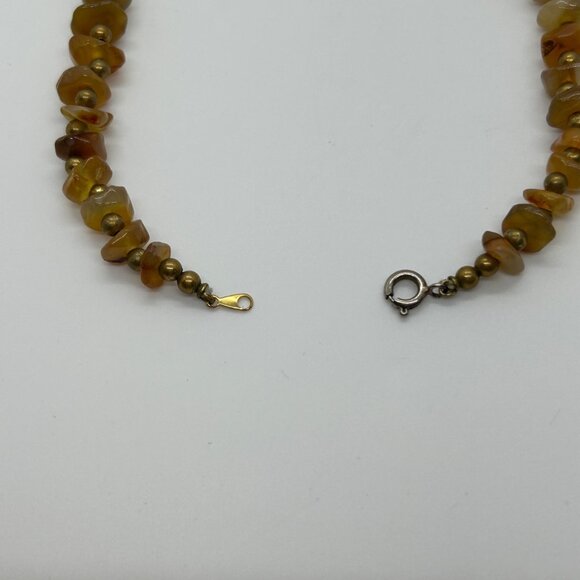 Vintage Amber Nugget Necklace Graduated Butterscotch Honey Chips With Gold-Tone - Picture 10 of 16